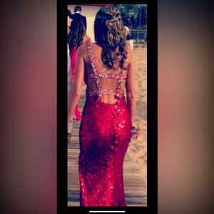 Red Sequins Prom Dress